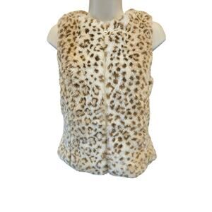 XS vintage made in USA lined faux fur leapord vest winter layering zip up jacket